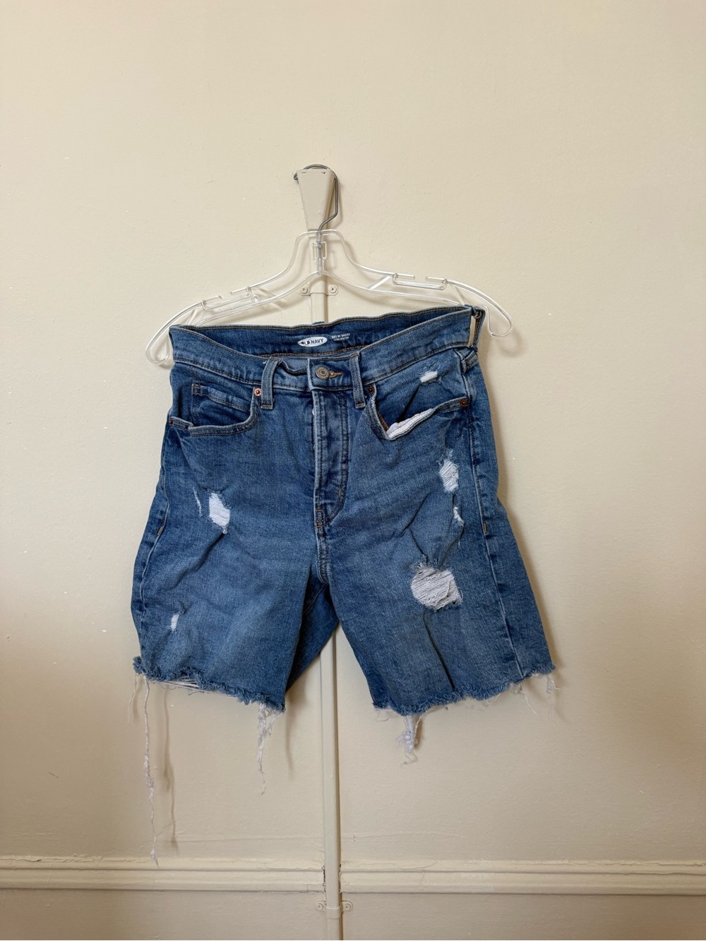 Old Navy Distressed Mid-Rise Denim Shorts - Blue
